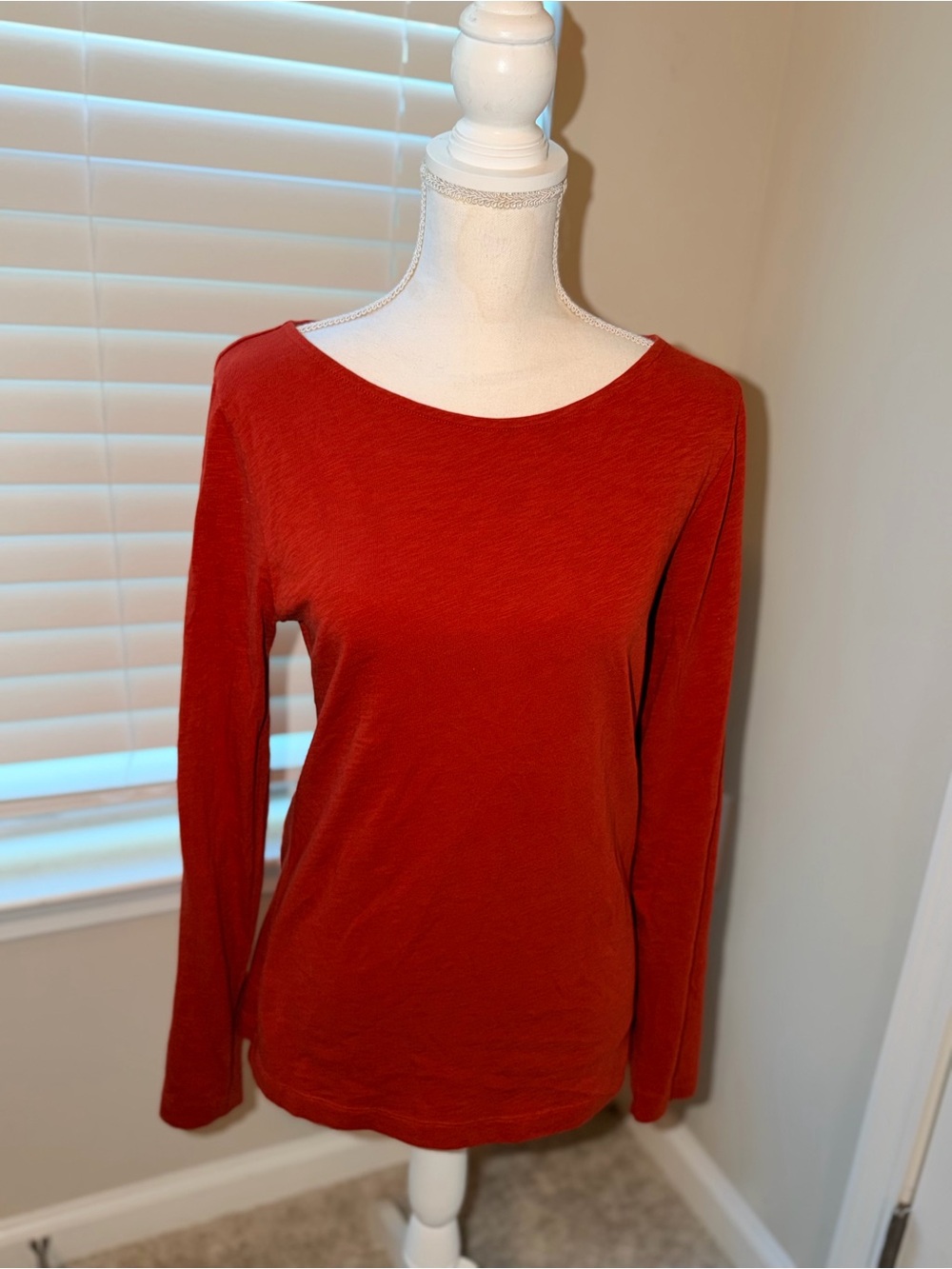 J. Crew Artist Tee Long Sleeve Boatneck Top - Brick Red